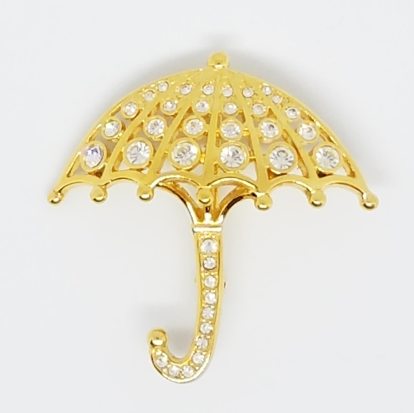 Signed Swarovski Umbrella Pin Brooch